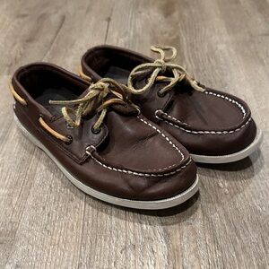 Boys Sperry Brown Leather Boat Shoes Size 1.5 Youth